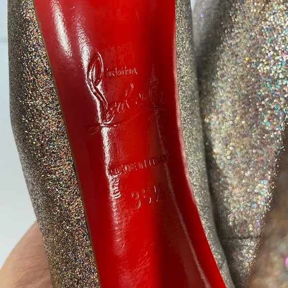 Christian Louboutin highness platform pumps heels multi glitter 35.5